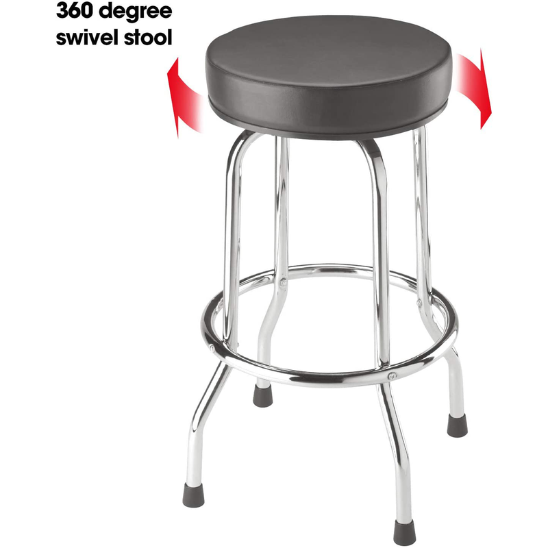 BIG RED Torin Swivel Bar Stool with Chrome Plated Legs, Black (For Parts)