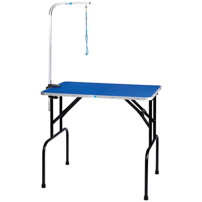 Master Equipment Foldable Pet Grooming Table with Adjustable Leash Arm, Blue