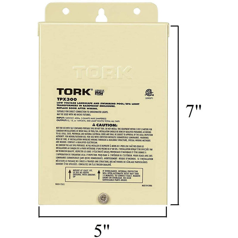 Tork TPX300S Low Voltage 300 Watt Safety Transformer for Indoor Outdoor Pool
