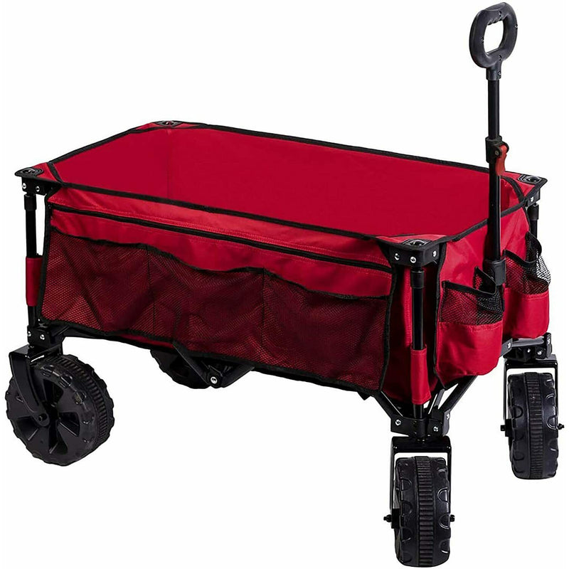 Timber Ridge Foldable Rolling Utility Tailgate Wagon Cart, Red