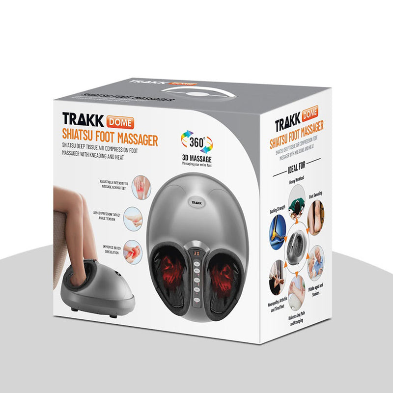 TRAKK Dome Shiatsu Air Compression Vibrating Foot Massager with Heat, Silver