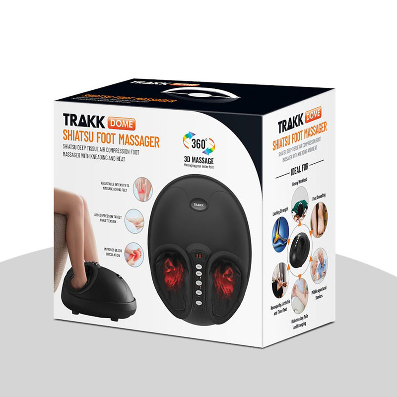 TRAKK Dome Shiatsu Air Compression Vibrating Foot Massager with Heat, Black