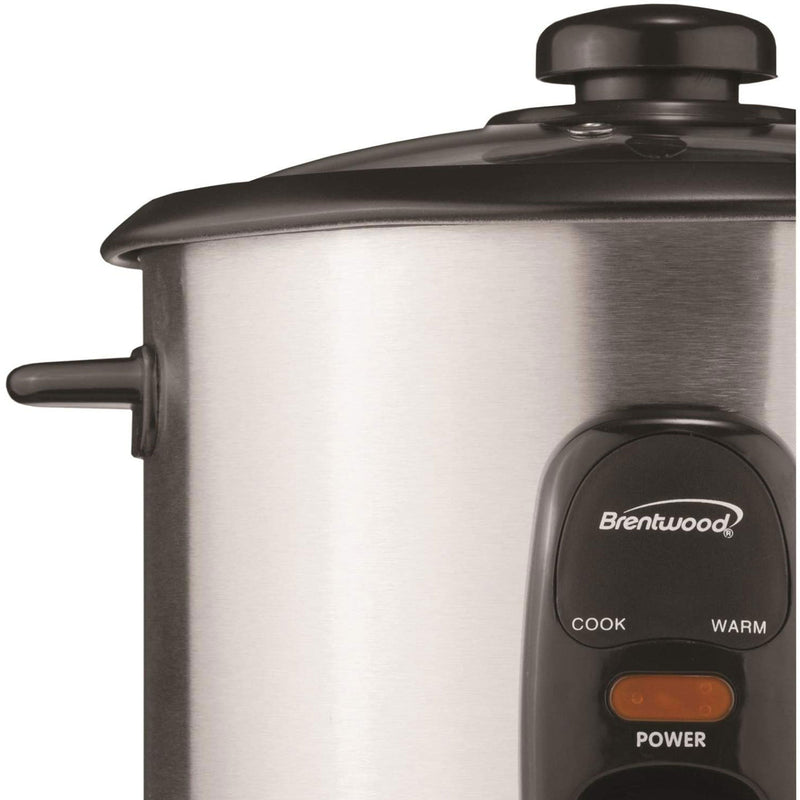 Brentwood TS-15 8 Cup Stainless Steel Rice Cooker with Measuring Cup and Spatula