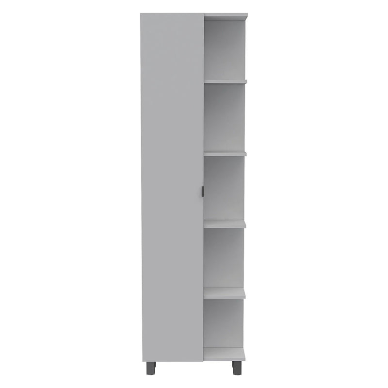 TUHOME Urano Bathroom Storage Cabinet Organizer w/ Door and 9 Shelves for Linens