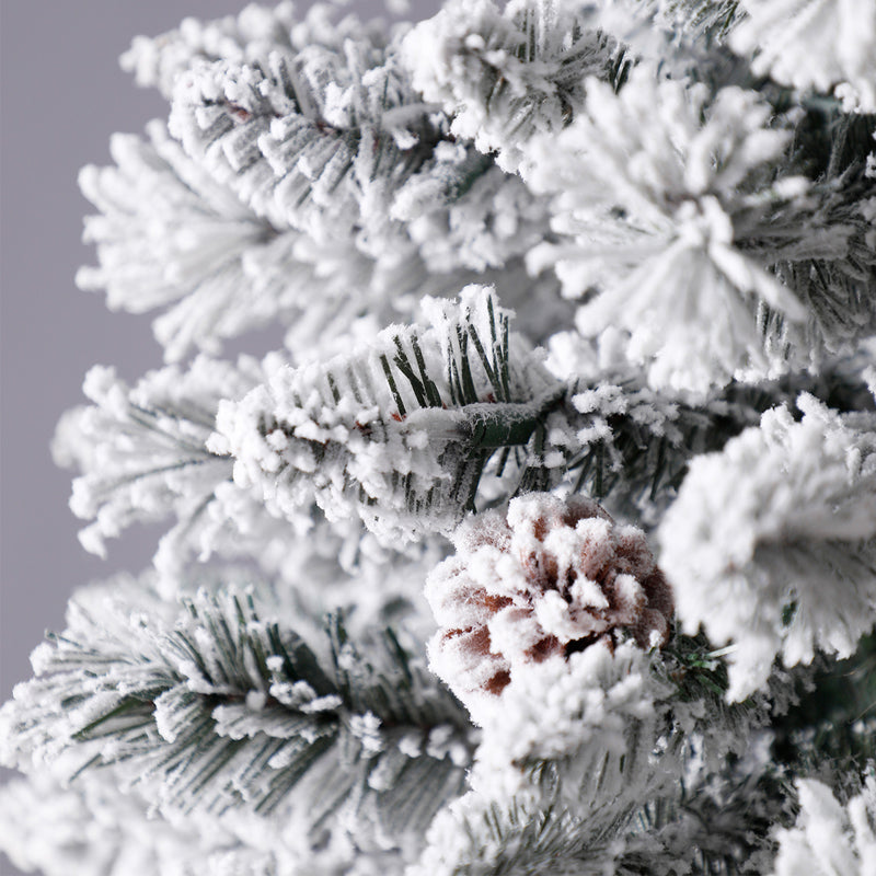 Evergreen Classics 7ft Pre Lit Lowell Flocked Pencil Christmas Tree w/ Pinecone