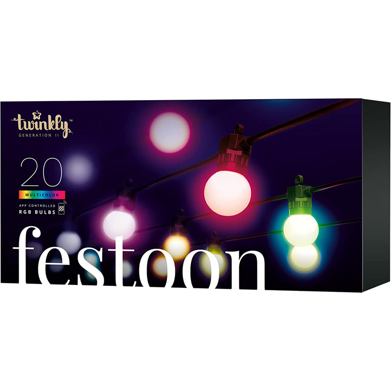 Twinkly Festoon App-Controlled Smart LED Bulb Light String 20 RGB (Open Box)