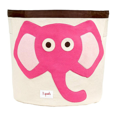 3 Sprouts Canvas Storage Bin Laundry and Toy Basket for Baby and Kids, Elephant