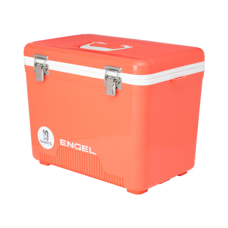 ENGEL 19 Quart 32 Can Leak Proof Odor Resistant Insulated Cooler Drybox, Coral