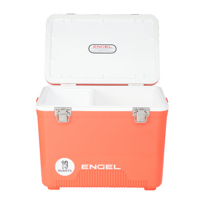 ENGEL 19 Quart 32 Can Leak Proof Odor Resistant Insulated Cooler Drybox, Coral