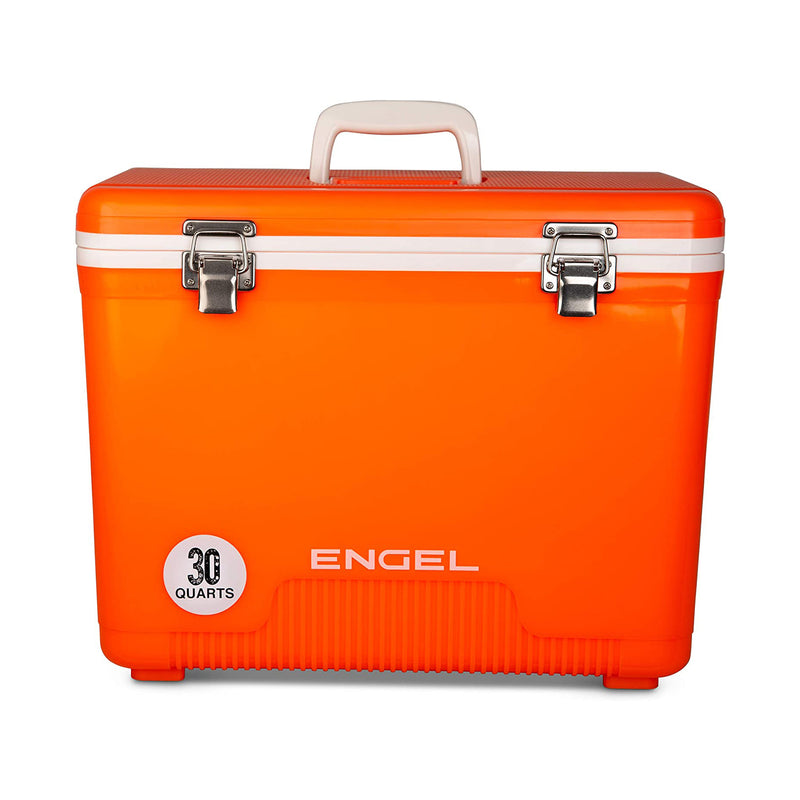 ENGEL 30 Qt Leak Proof Odor Resistant Insulated Cooler Drybox, Orange High Viz