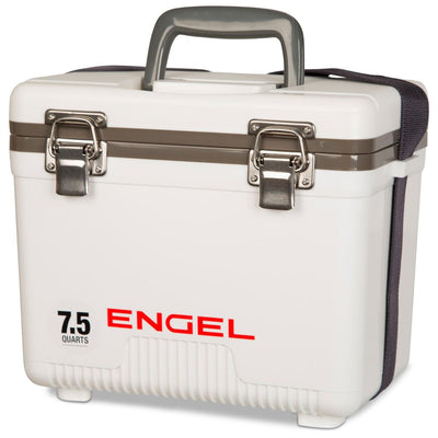 ENGEL 7.5-Quart EVA Gasket Seal Ice and DryBox Cooler with Carry Handles, White - VMInnovations