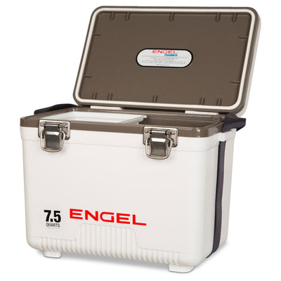 ENGEL 7.5-Quart EVA Gasket Seal Ice and DryBox Cooler with Carry Handles, White - VMInnovations