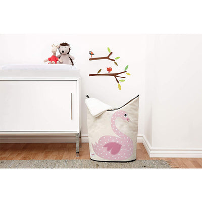 3 Sprouts Baby Laundry Hamper Storage Basket Bin for Nursery, Swan (2 Pack)