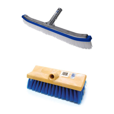 Blue Devil 18 In Pool Wall Cleaning Poly Brush | 10 In Dual Deck and Acid Brush