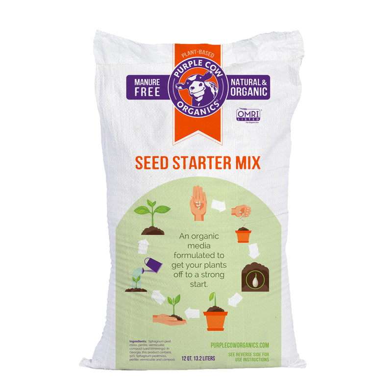 Purple Cow Organics Natural Seed Starter Mix for Fast Germination, 12qt (2 Pack)