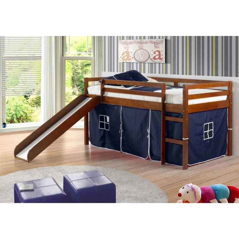 Donco 750TE-750C-TB Circles Low Loft Bed with Blue Tent, Twin, Dark Cappuccino