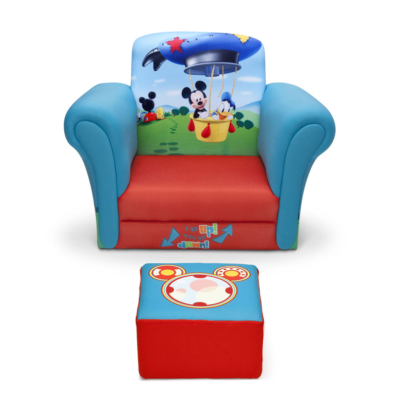 Delta Children Disney Mickey Mouse Kids Upholstered Cozy Chair with Ottoman