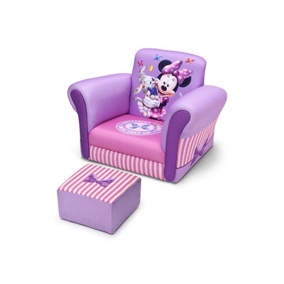 Delta Children Kids Minnie Mouse Upholstered Lounge Chair Armchair with Footrest