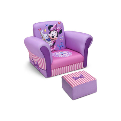 Delta Children Kids Minnie Mouse Upholstered Lounge Chair Armchair with Footrest