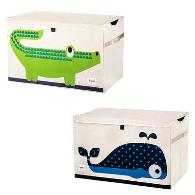 3 Sprouts Collapsible Toy Chest Storage Bin Bundle w/ Crocodile + Whale Designs
