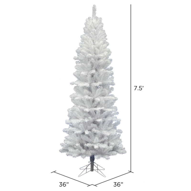 Vickerman Salem Pencil Pine 7.5 Foot Slim Artificial Unlit Christmas Tree, White
