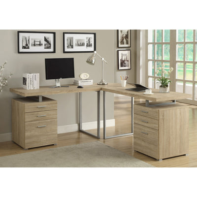 Monarch Specialties Left/Right Facing Modern Home Office Computer Desk, Natural