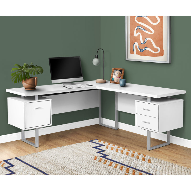 Monarch Specialties Home Office Right/Left Facing L Shape Computer Desk, White