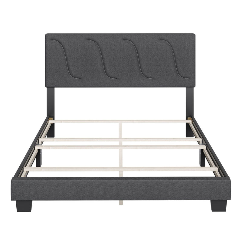 Boyd Sleep Aberdeen Linen Upholstered Twin Platform Bed Frame, Black Charcoal