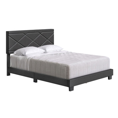 Boyd Sleep Boullion Linen Upholstered King Platform Bed Frame, Charcoal Grey