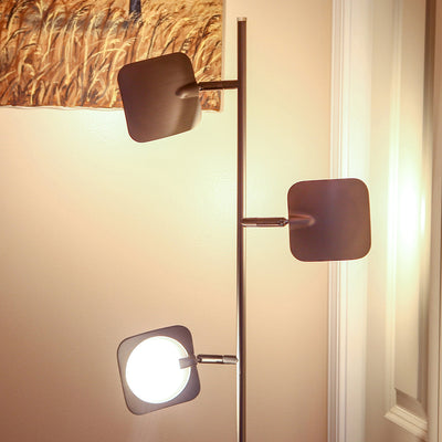 Brightech Tree LED Spotlight Bright 3 Light Standing Floor Lamp, Satin Nickel