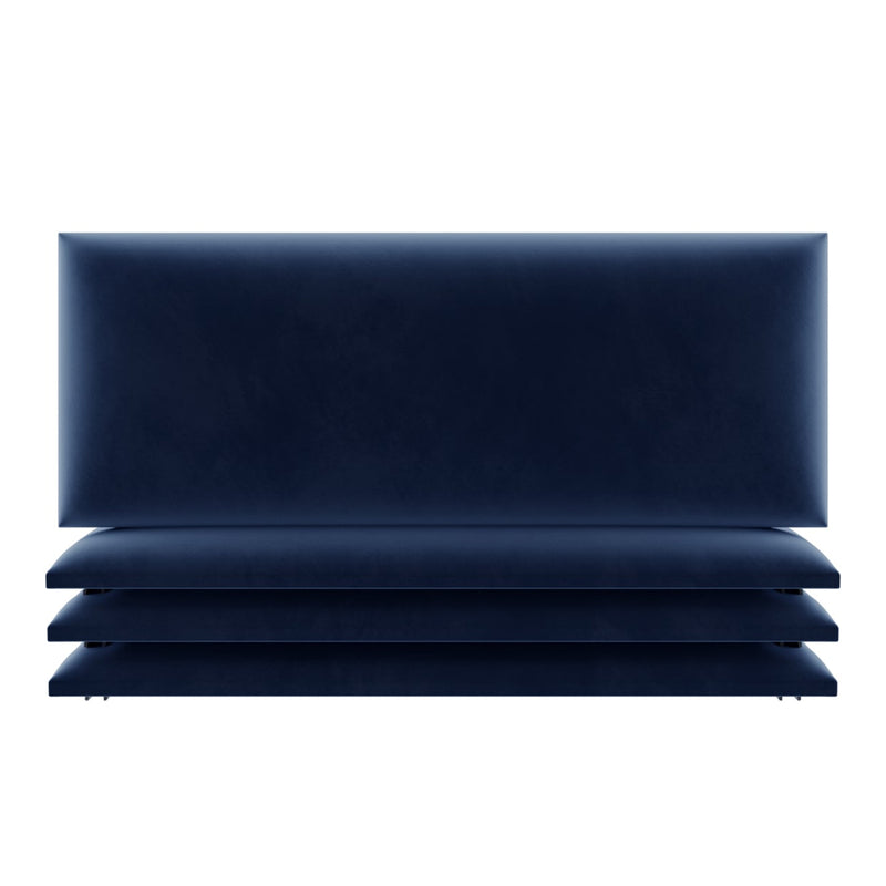 Vant 30 x 11.5 Inch Floating Upholstered Decor Wall Panel, Velvet Navy (4 Pack)