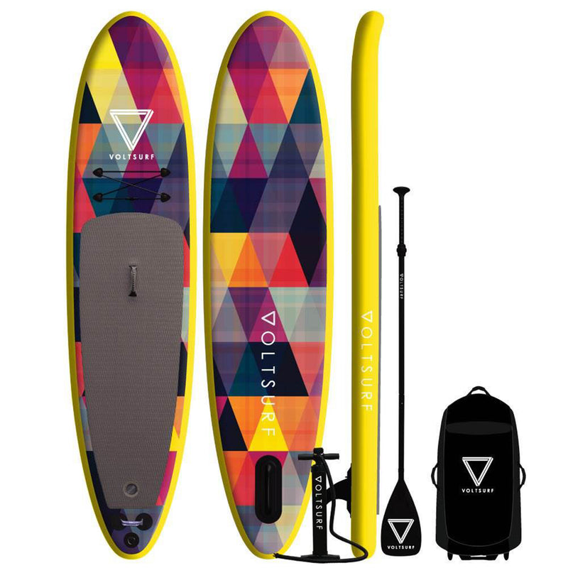 VoltSurf 11 Foot Rover Inflatable SUP Stand Up Paddle Board Kit w/ Pump, Yellow