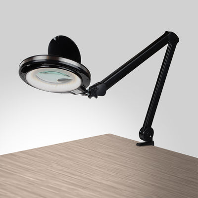 Brightech Lightview Pro LED Adjustable Clamp Dimmable Magnifier Desk Lamp, Black