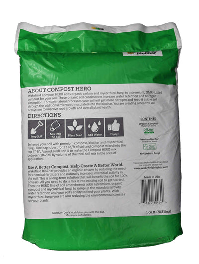 Wakefield HERO Blend Biochar Organic Garden Compost w/ Mycorrhizal Fungi, 3 CuFt