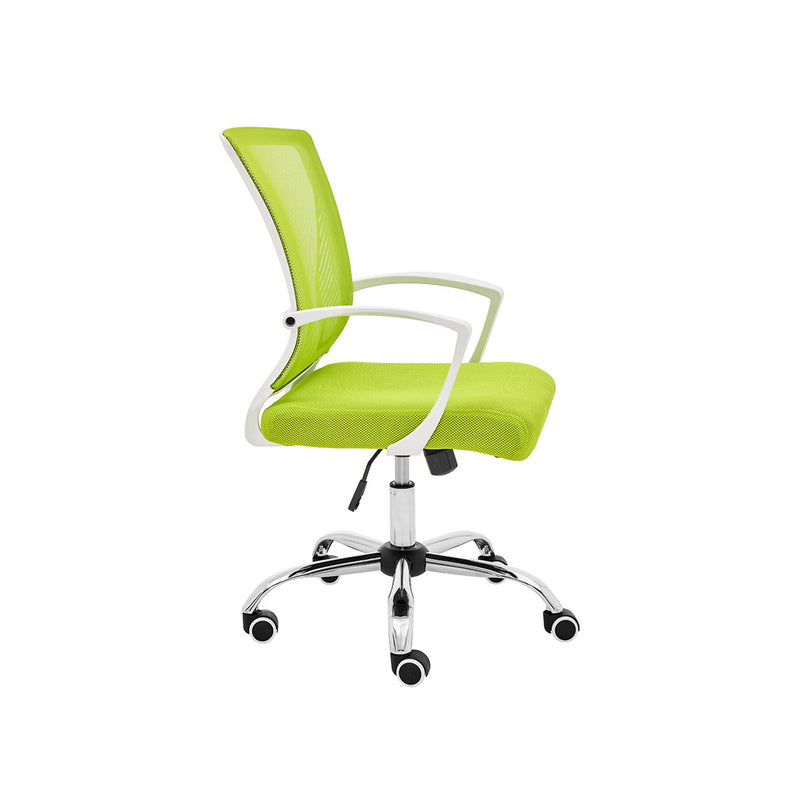 Modern Home Zuna Ergonomic Mesh Mid Back Office Desk Rolling Chair, White & Lime