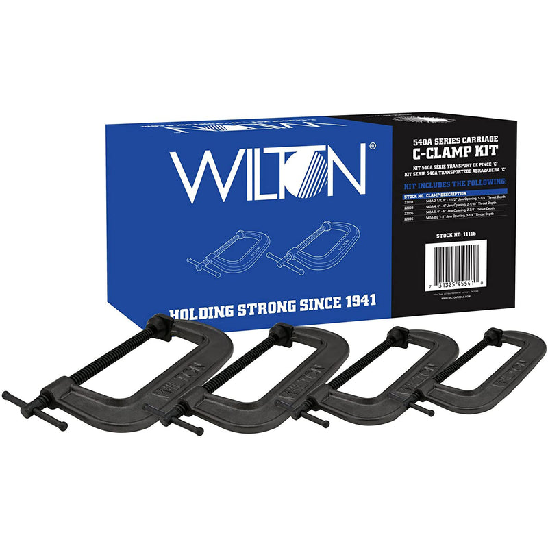 Wilton 11115 High Strength Industrial 540A Series Carriage C-Clamp Kit, 4 Pack