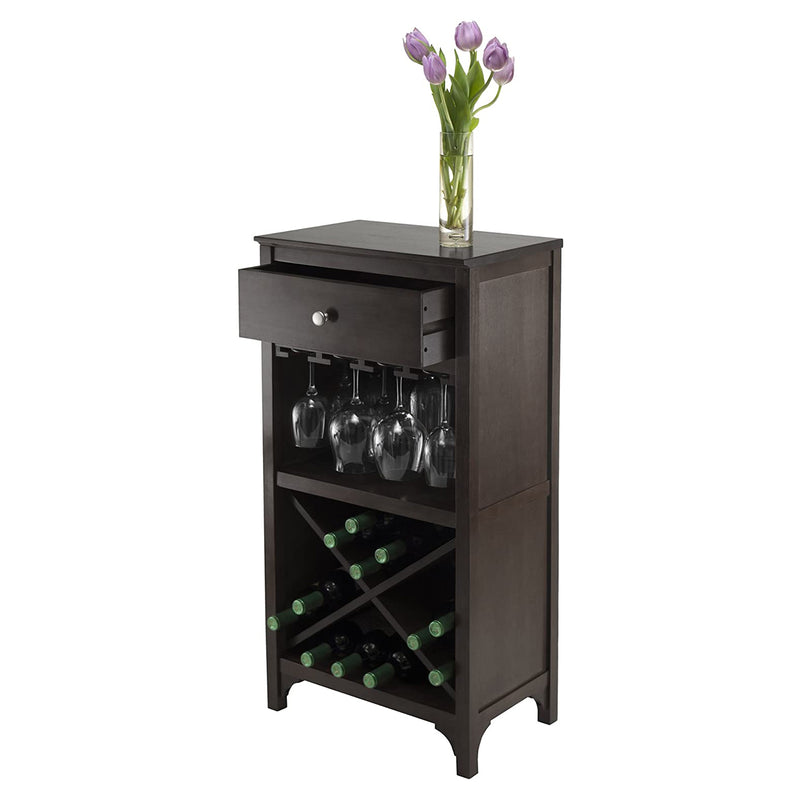 Winsome 37.52 Inch Tall Wood Ancona Modular Wine Storage Cabinet, Dark Espresso