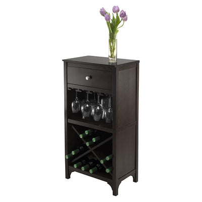 Winsome 37.52 Inch Tall Wood Ancona Modular Wine Storage Cabinet, Dark Espresso