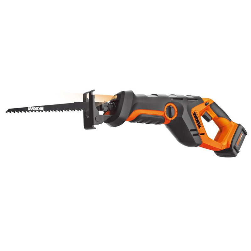 Worx WX508L 20 Volt Cordless Electric Powershare Reciprocating Saw w/ LED Light