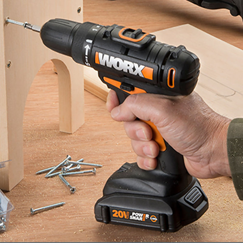 WORX WX911L 20 Volt Combo Kit with Power Drill, Impact Driver, AXIS Saw, and Batteries