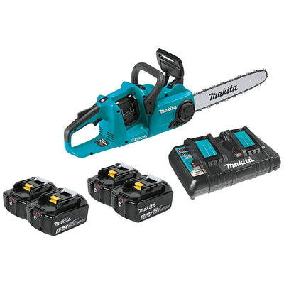 Makita XCU03PT1 18 Volt Brushless 14 Inch Electric Chainsaw Kit & 4 Batteries