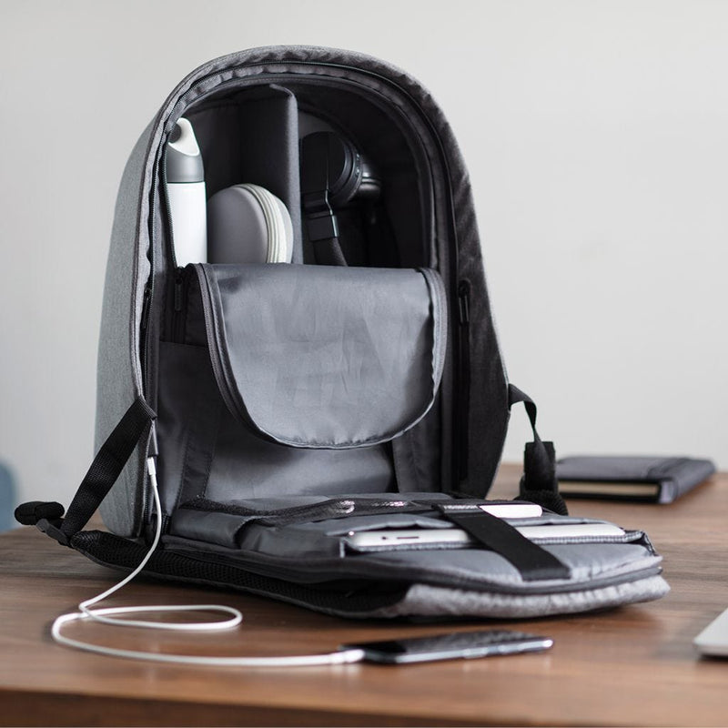 XD Design Bobby Hero Regular Anti Theft Travel Laptop Backpack w/USB Port, Grey