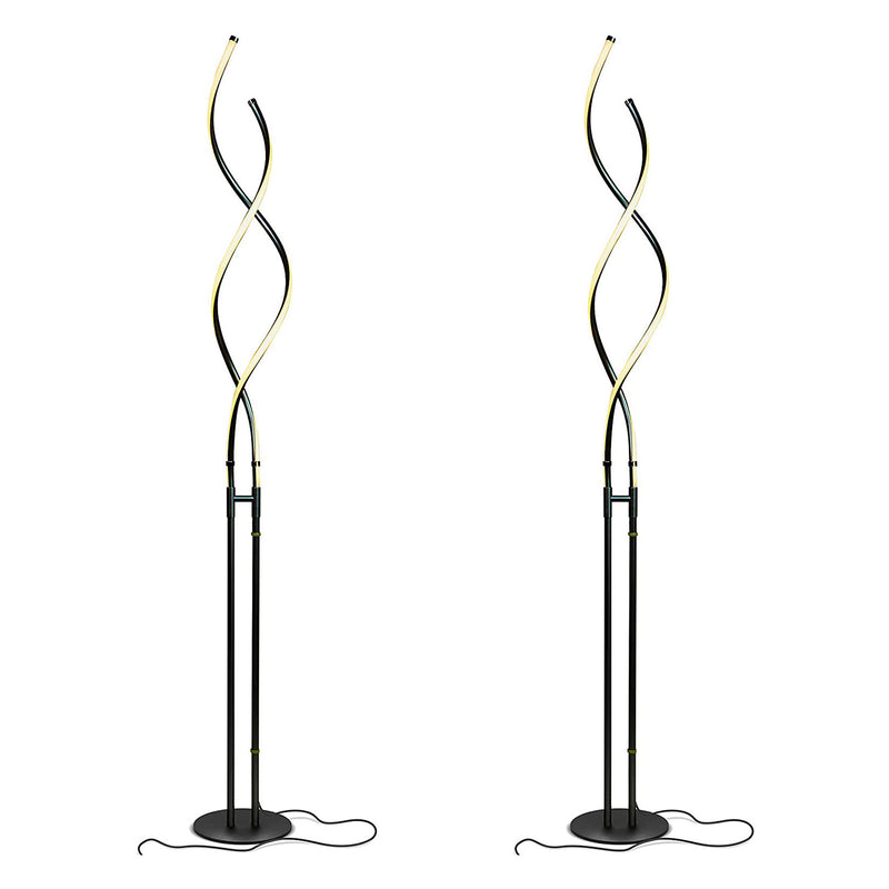 Brightech Embrace 2 In 1 Spiral Standing Floor Table Lamp, Jet Black (2 Pack)