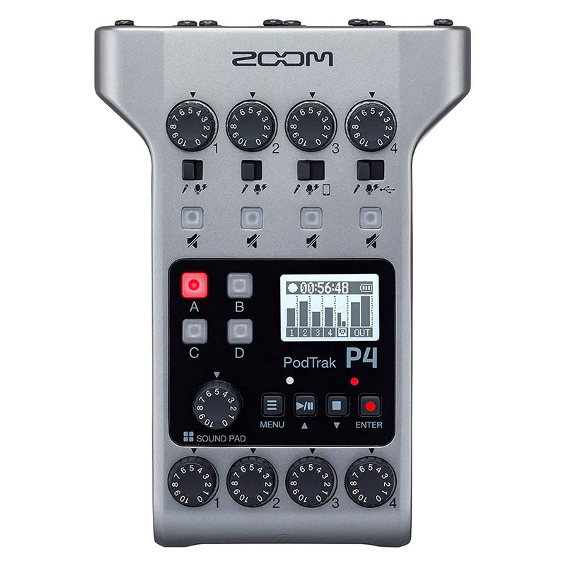 Zoom PodTrak P4 Audio Recorder w/ 4 Input Channels for Podcasting (Open Box)